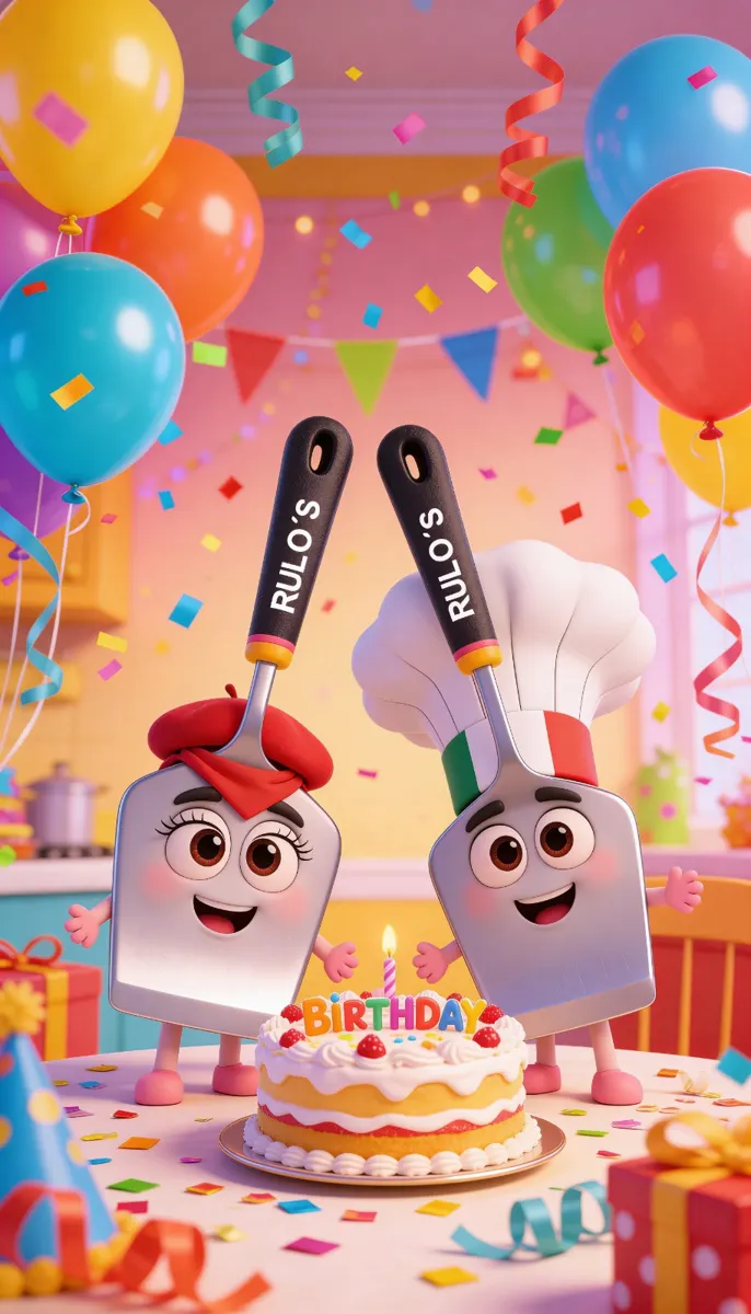 Pícaro y la Pícara celebrando con pastel de cumpleaños